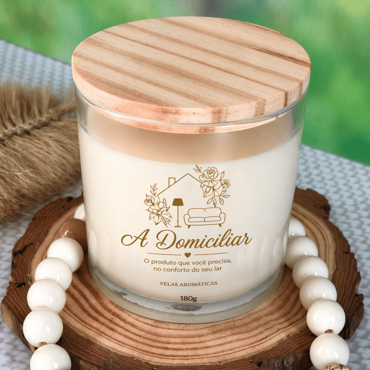 Vela aromática A Domiciliar com tampa de madeira